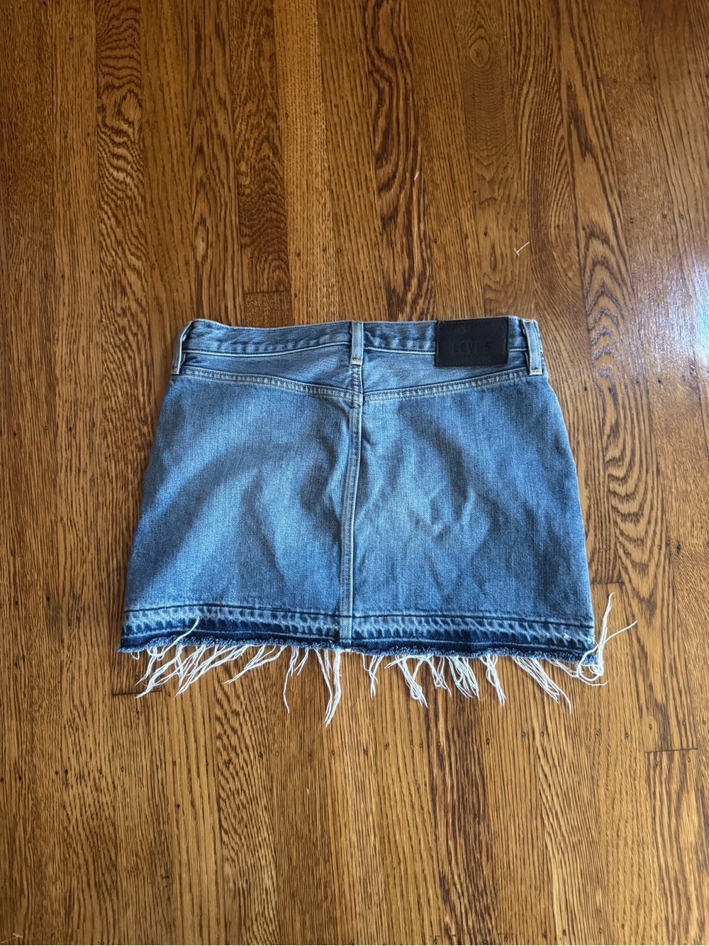 Levi’s Made & Crafted Fringe Denim Mini Skirt Raw Hem Y2K - Picture 2 of 7